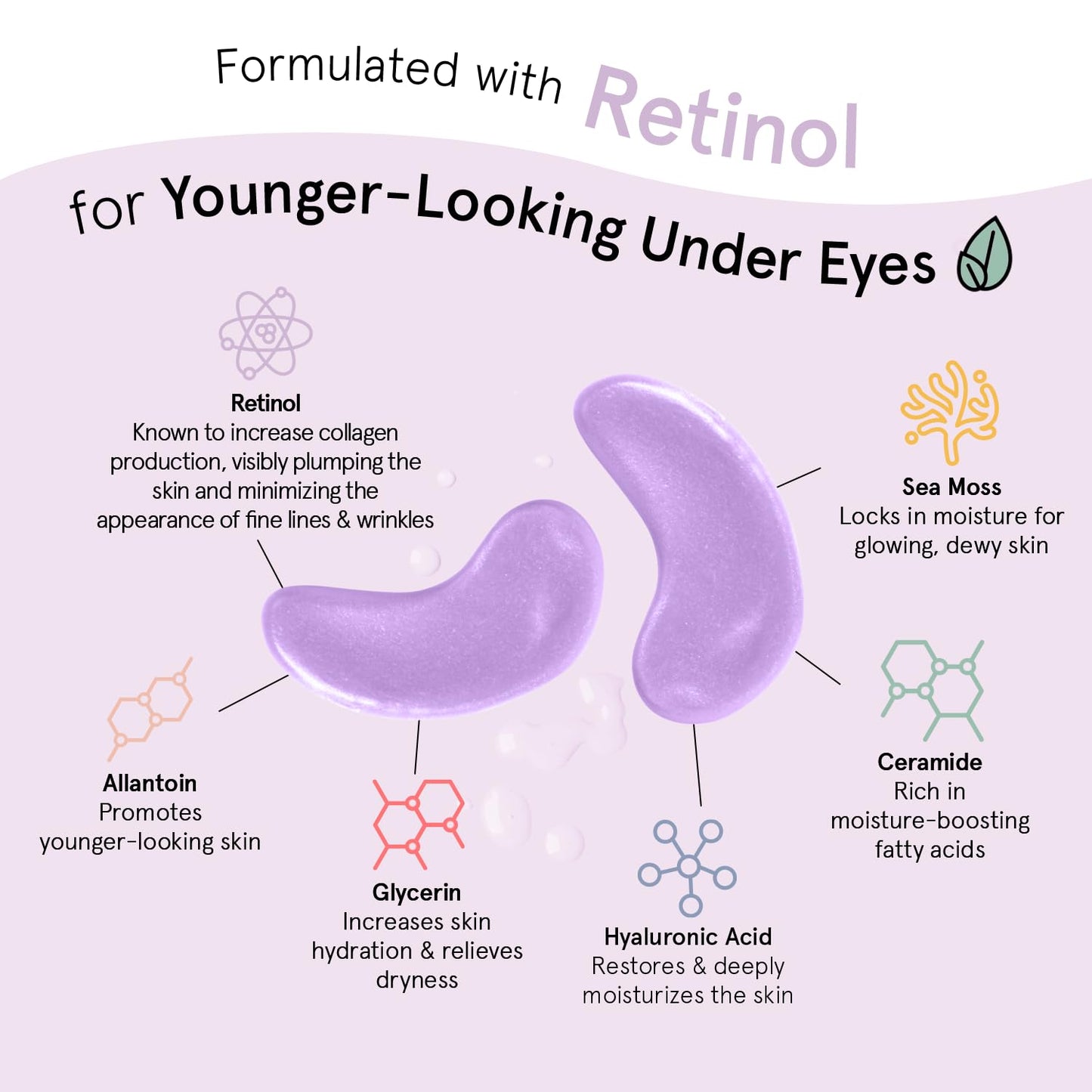 Under Eye Gel Patches for Puffy Eyes and Dark Circles – 24 Vegan Pads with Retinol and Hyaluronic Acid – Skincare Gift for Women