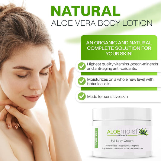 Hydrating Aloe Vera Cream for Face & Body – Moisturizer with Vitamin E, Vitamin C, Retinol, and Shea Butter – Nourishing Formula for Dry Skin, 8 oz